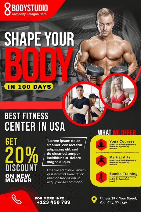 Fitness | Gym | Sports Center Advert Banner 4' × 6' template